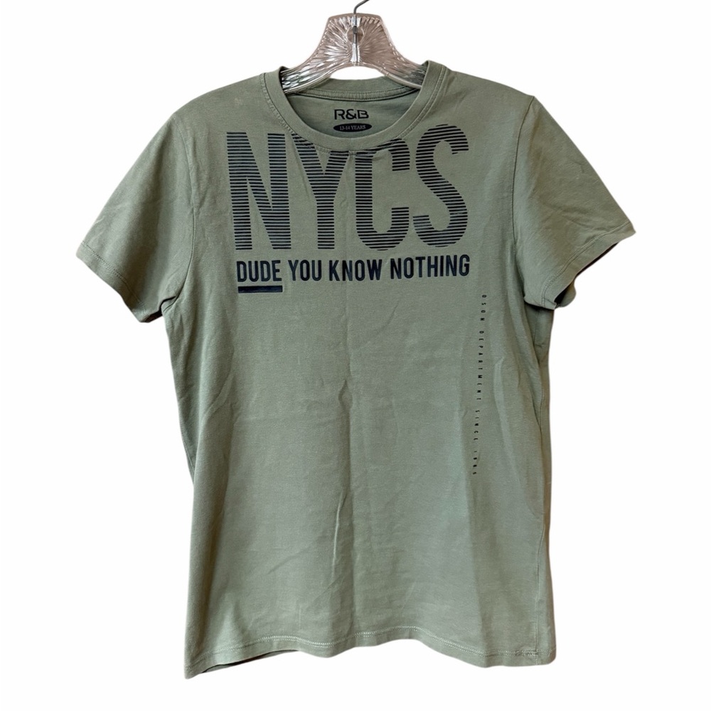 R&B Boy's Graphic Tee "Dude You Know Nothing" Short Sleeve Size 13-14